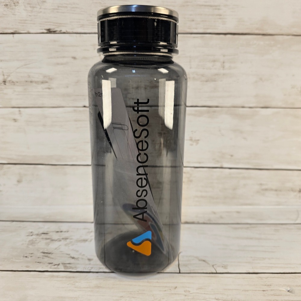 H2go Canter 33.8oz Water Bottle Smoke Gray AbsenceSoft Swag Bundle‎ Pen Stickers